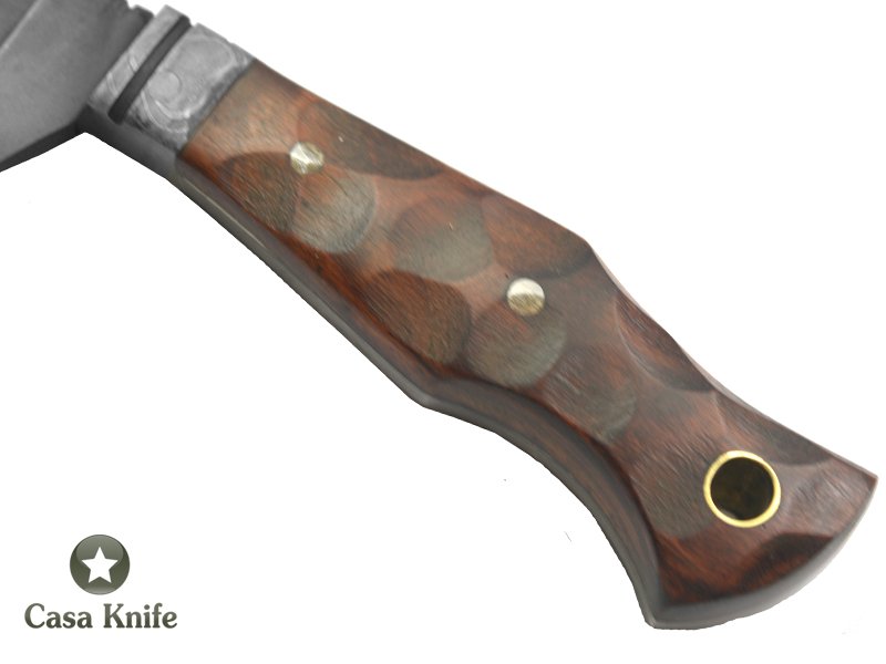 Monte Cristo Faca Integral para colecionador forjada em aço damasco, com empunhadura em Jacaranda Violeta, 22 cm