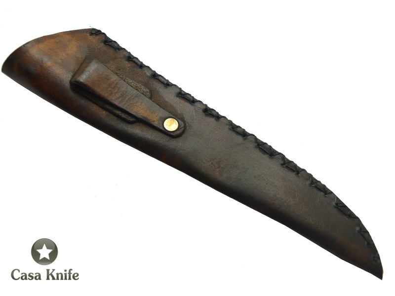 Monte Cristo Faca para Churrasco para colecionador forjada em aço 1070, com empunhadura em Radica de Teca , 31 cm