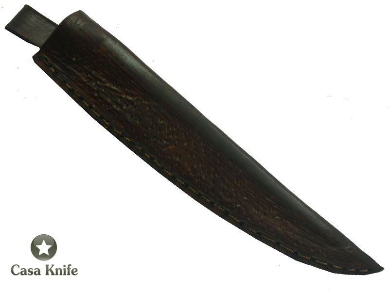 Monte Cristo Faca para churrasco para colecionador forjada em aço damasco, com empunhadura em Rádica de Roseira e Madeira estabilizada, 30 cm