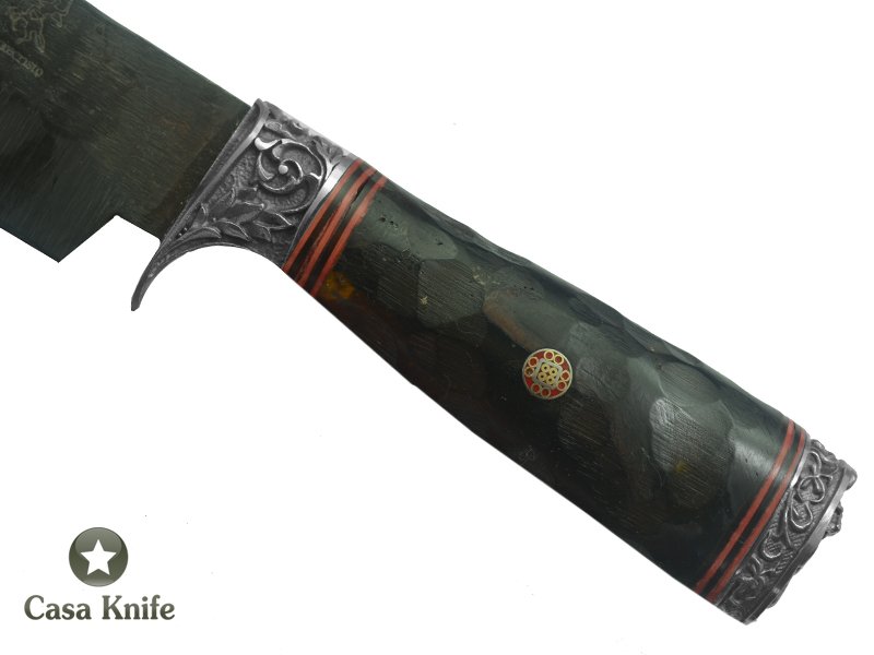 Monte Cristo Faca para churrasco para colecionador forjado em aço C 75 fosfatizado. Empunhadura em Jacaranda Bahia, 33 cm