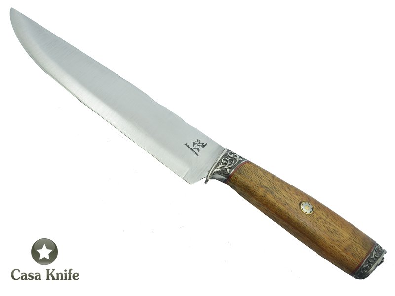 Monte Cristo faca para churrasco para colecionador forjado em aço inox 304. Empunhadura em Cerejeira, 34 cm