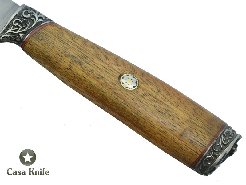 Monte Cristo faca para churrasco para colecionador forjado em aço inox 304. Empunhadura em Cerejeira, 34 cm