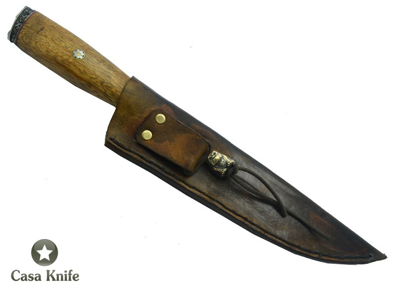 Monte Cristo faca para churrasco para colecionador forjado em aço inox 304. Empunhadura em Cerejeira, 34 cm