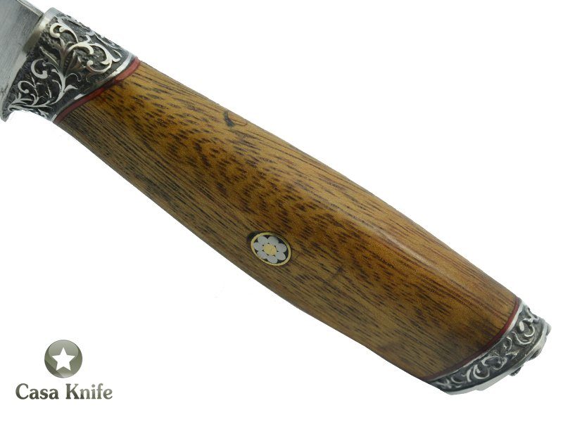 Monte Cristo faca para churrasco para colecionador forjado em aço inox 304. Empunhadura em Cerejeira, 34 cm