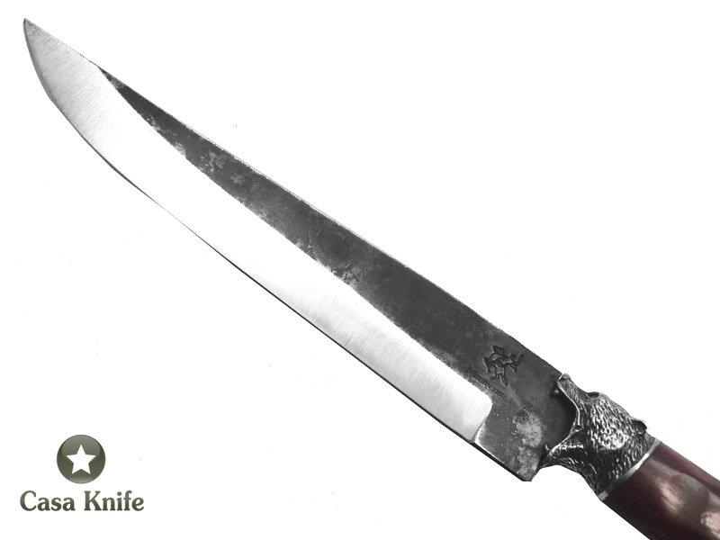 Monte Cristo Faca para colecionador forjada em aço 1070, Empunhadura em Rochinho do Pará, 32 cm