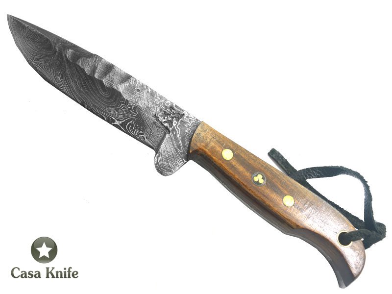 Monte Cristo Faca para colecionador forjada em aço damasco, com empunhadura em em Pau- Ferro, 24 cm