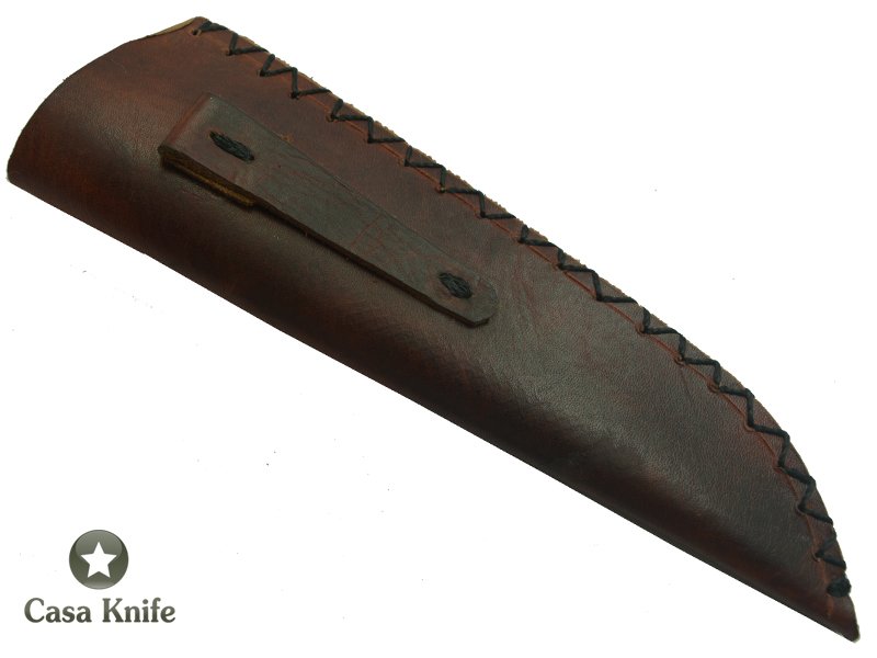 Monte Cristo Faca para colecionador forjada em aço damasco, com empunhadura em Spalted Platano estabilizado, 29 cm