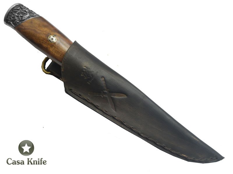 Faca para colecionador Montecristo forjado em aço C 75, com empunhadura em Ibuia, 26 cm