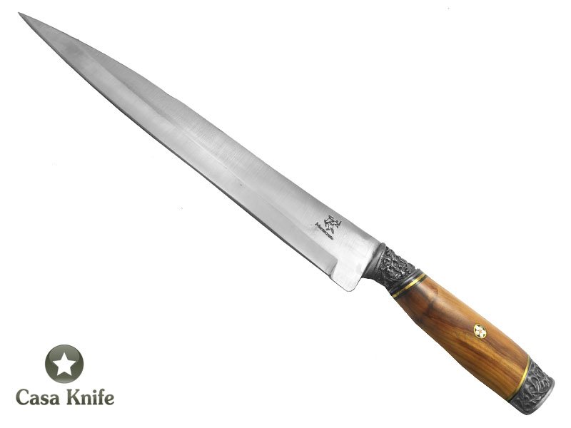 Monte Cristo faca para colecionador forjado em aço inox. Empunhadura em Cipreste, 37 cm