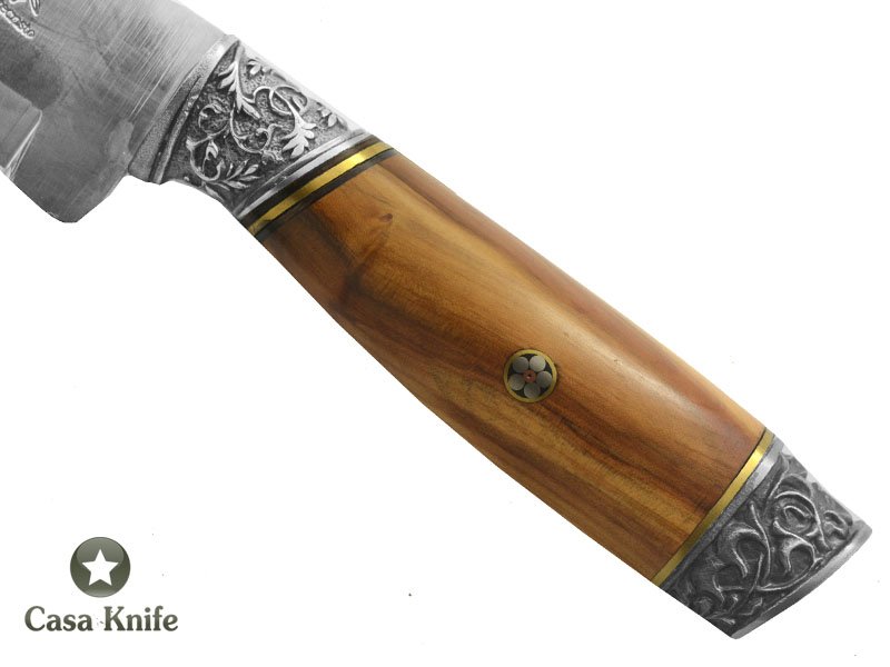Monte Cristo faca para colecionador forjado em aço inox. Empunhadura em Cipreste, 37 cm