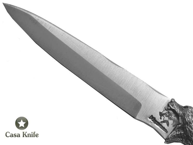 Monte Cristo Faca para colecionador forjado em aço inox 420, empunhadura em Chifre de Boi com espaçadores em Cervo e Resina, 24 cm