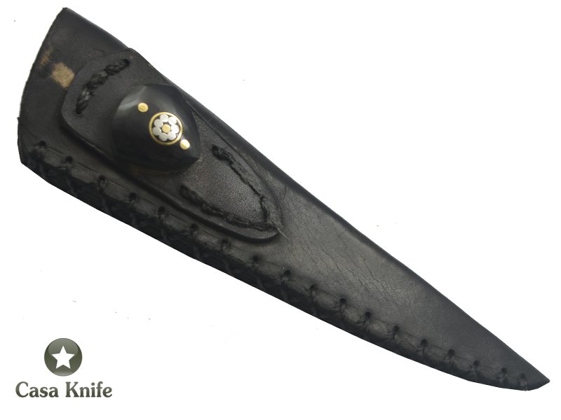 Monte Cristo Faca para colecionador forjado em aço inox 420, empunhadura em Chifre de Boi com espaçadores em Cervo e Resina, 24 cm