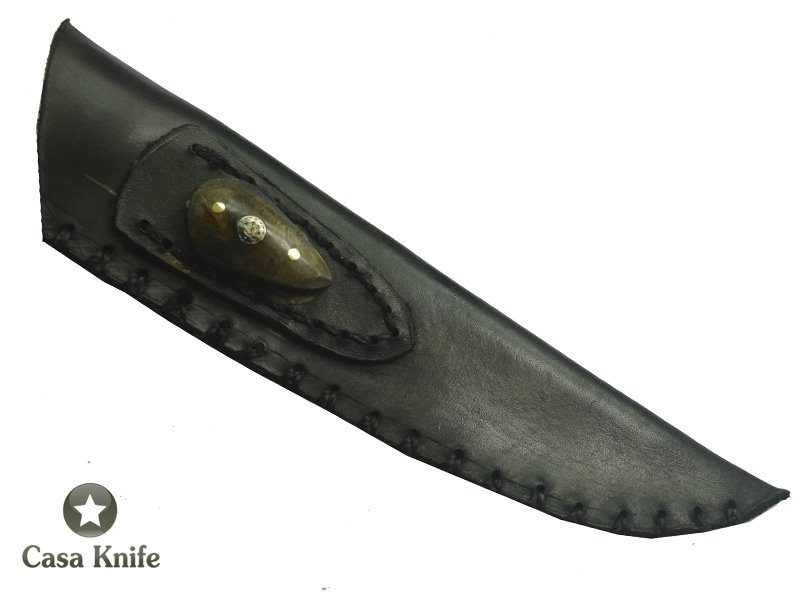 Monte Cristo Faca para colecionador forjado em aço Sanmay 1075 - 15N20. Empunhadura em Cipreste com mosaico em bronze, espaçadores em Resina, 25 cm