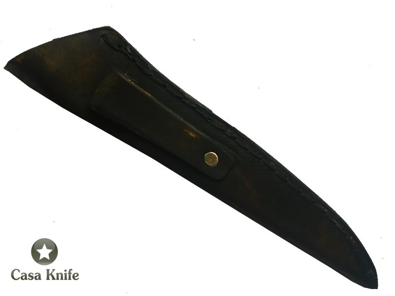 Monte Cristo faca sangradeira para colecionador forjada em aço damasco , com empunhadura em chifre de cervo esculpido, 34 cm