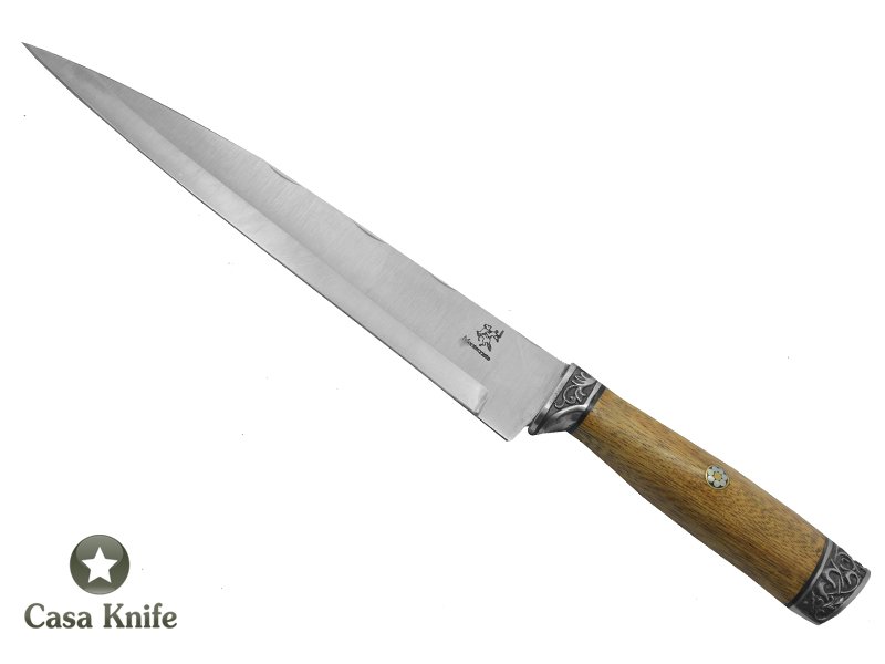 Monte Cristo Faca Sangradeira para colecionador forjado em aço inox 304. Empunhadura em Cerejeira, 39 cm