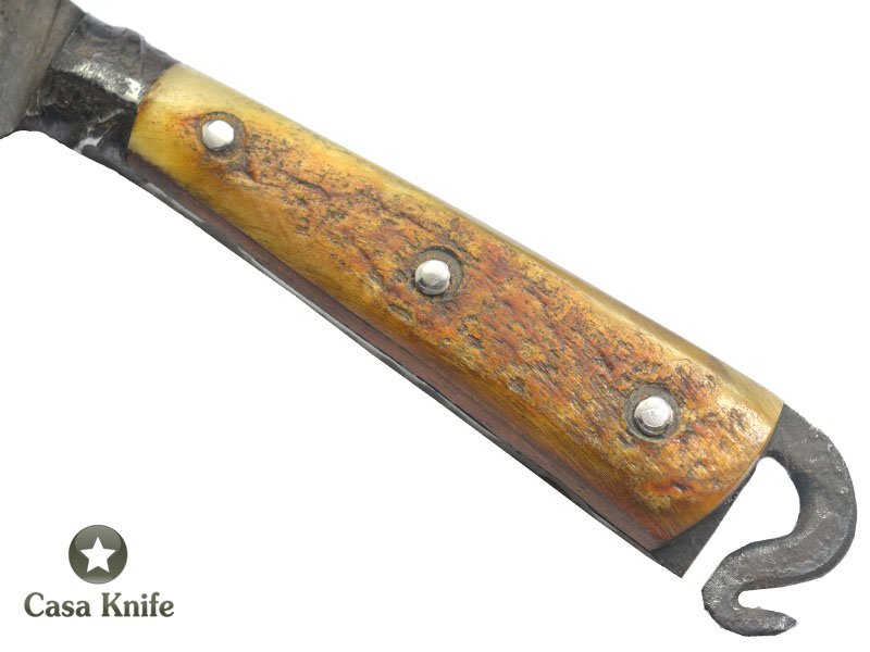 Montecristo faca Brüt Forge integral para colecionador em aço carbono com empunhadura em Chifre de Carneiro, 42 cm