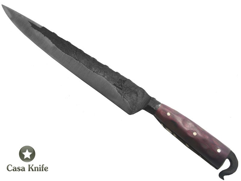 Montecristo faca Brüt Forge integral para colecionador em aço carbono com empunhadura em Rochinho do Pará, 40 cm