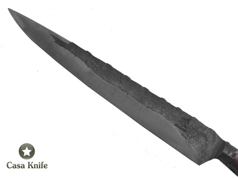 Montecristo faca Brüt Forge integral para colecionador em aço carbono com empunhadura em Rochinho do Pará, 40 cm