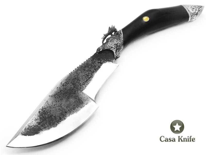 Montecristo faca bushcraft para colecionador em aço C-75 com empunhadura em chifre de búfalo 32 cm