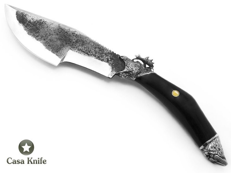 Montecristo faca bushcraft para colecionador em aço C-75 com empunhadura em chifre de búfalo 32 cm