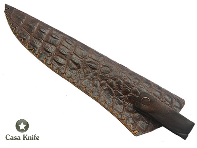 Monte Cristo Faca Cheff para colecionador em aço damasco 15N20 - 1095. Com Empunhadura em Platâno estabilizadao 34 cm