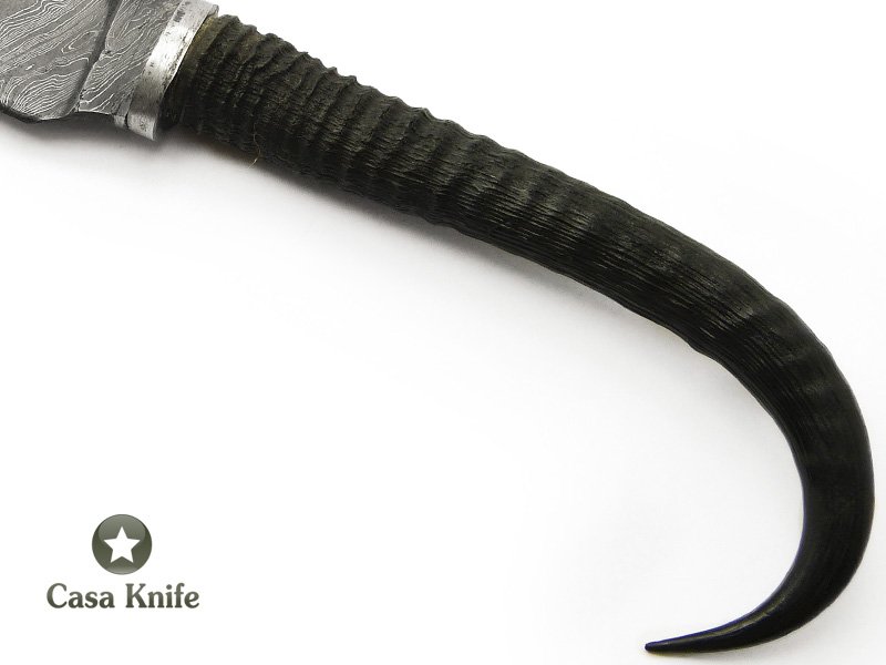 Montecristo Faca em aço damasco para colecionador, com empunhadura em chifre de camurça 31 cm