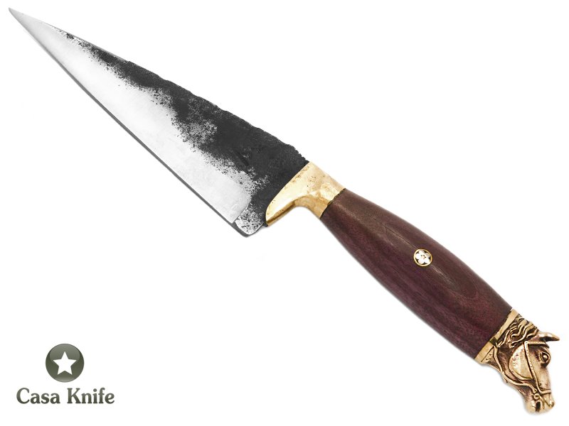 Montecristo faca para colecionador forjada em aço 1070 com empunhadura em roxinho do Pará 32 cm
