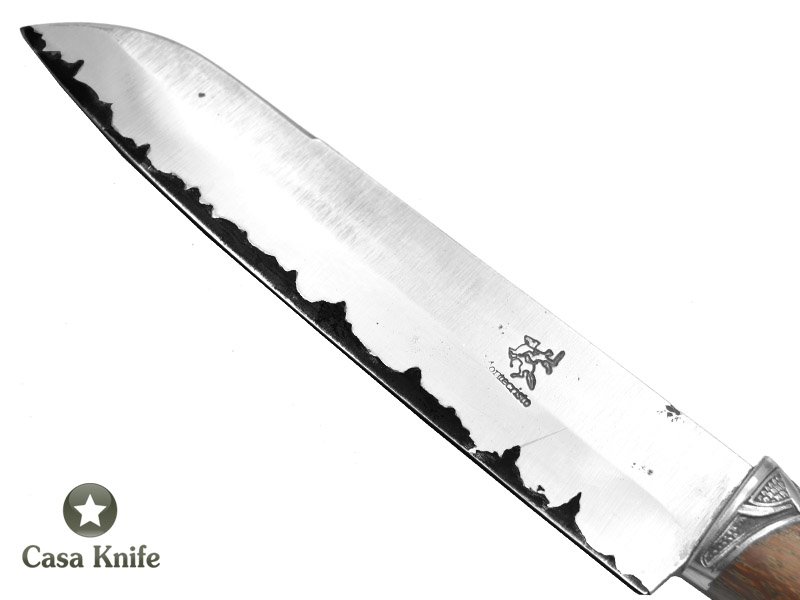 Montecristo faca Santoku para colecionador forjada em aço SAN MAI , Empunhadura em Jacaranda Banhia, 29 cm