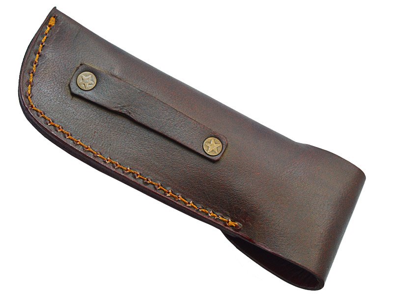 Navalha para colecionador em aço damasco. Empunhadura em rádica de roseira, 25 cm