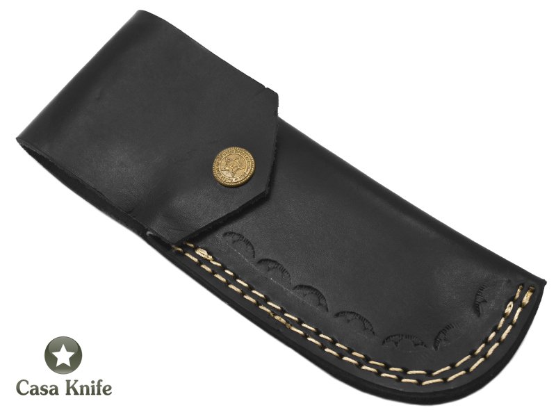 Navalha para colecionador em aço damasco com empunhadura em chifre de búfalo 24 cm