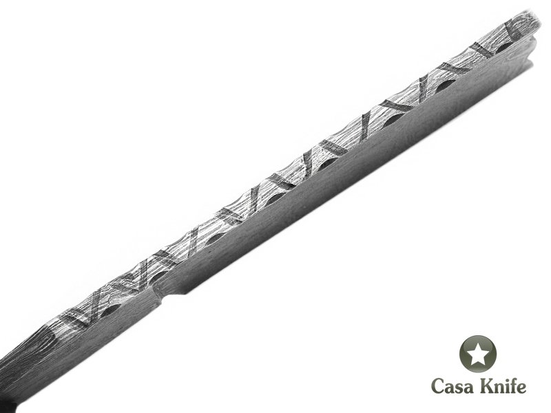 Navalha para colecionador em aço damasco com empunhadura em chifre de búfalo 24 cm