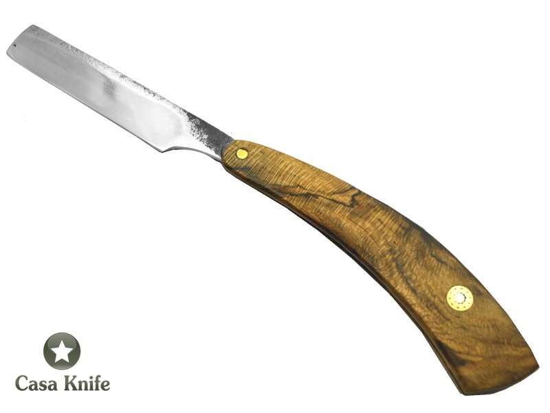 Navalha para colecionador forjada em aço 5160, Empunhadura em madeira de Nogueira, 22 cm