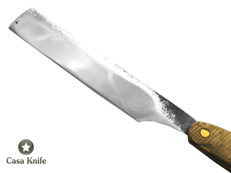 Navalha para colecionador forjada em aço 5160, Empunhadura em madeira de Nogueira, 22 cm