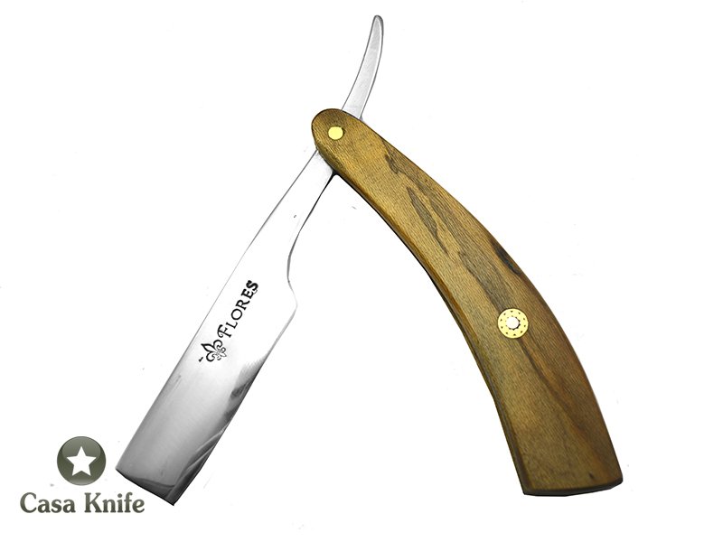 Navalha para colecionador forjada em aço 5160, Empunhadura em madeira de oliveira, 23 cm