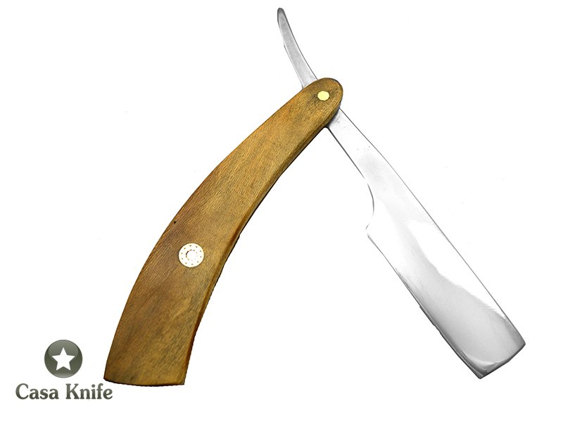Navalha para colecionador forjada em aço 5160, Empunhadura em madeira de oliveira, 23 cm