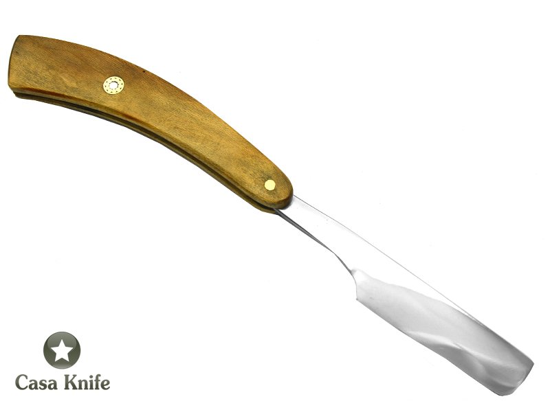 Navalha para colecionador forjada em aço 5160, Empunhadura em madeira de oliveira, 23 cm