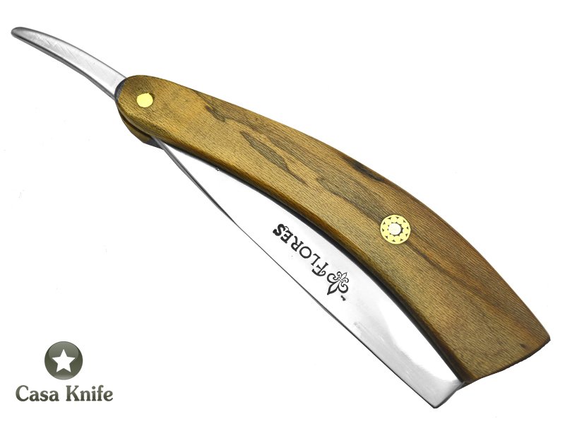 Navalha para colecionador forjada em aço 5160, Empunhadura em madeira de oliveira, 23 cm