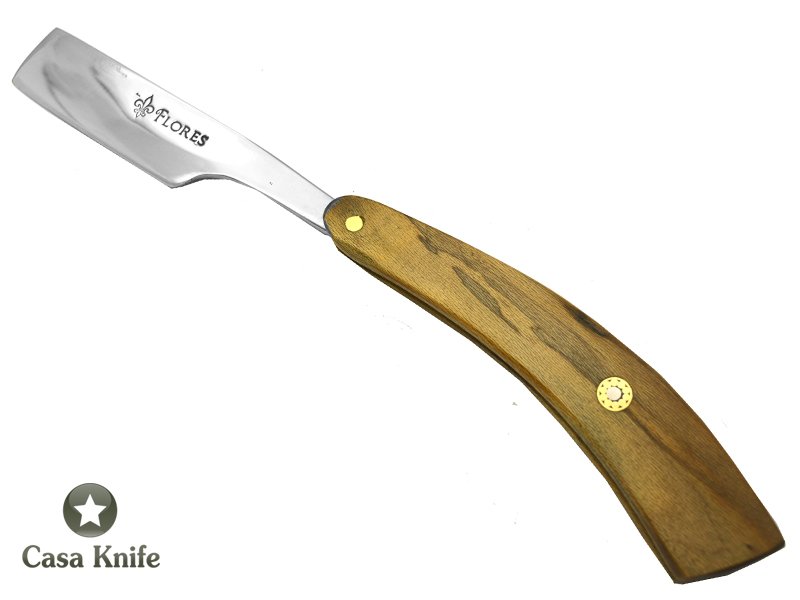 Navalha para colecionador forjada em aço 5160, Empunhadura em madeira de oliveira, 23 cm