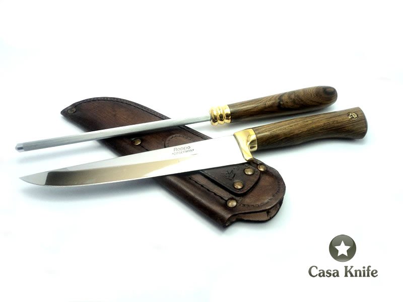 Rodeio - Conjunto faca e chaira aço inoxidável 8'