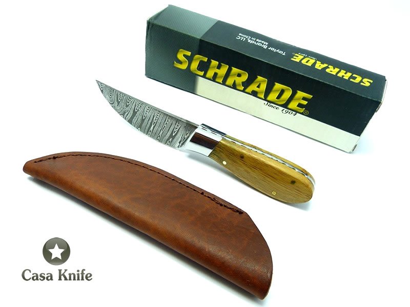 Schrade Faca em aço inoxidável com acabamento simulando aço damasco 18 cm