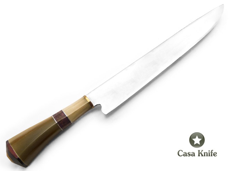 Tatú faca para colecionador em aço carbono com empunhadura em osso e madeira 36 cm