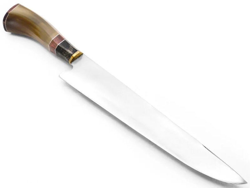 Tatú faca para colecionador em aço carbono com empunhadura em osso e madeira 36 cm
